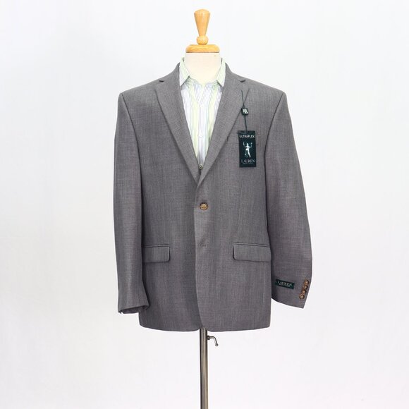 Ralph Lauren 44R Gray Blazer Sport Coat Jacket 2-Button Solid Y743
